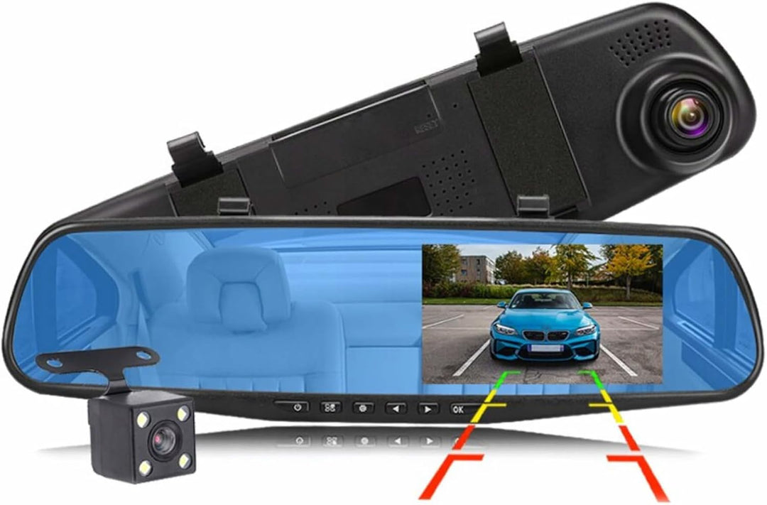 Retoo Full HD Auto Spiegel Dashcam mit Rückfahrkamera mit Nachtsicht, Loop-Aufnahme und 4,3 Zoll Dis