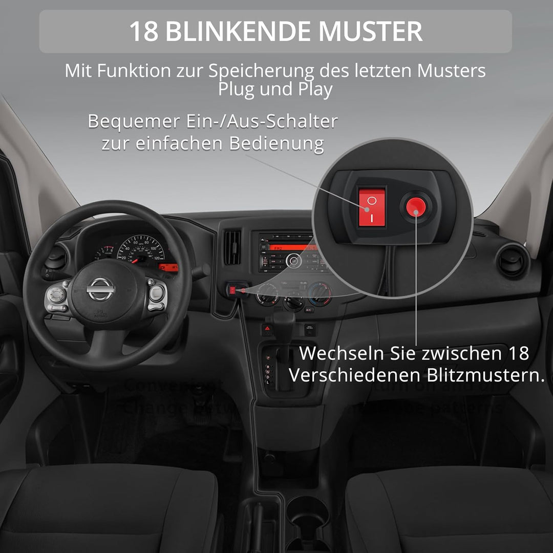 Justech 4er Warnlicht Stroboskoplicht Bernstein Warnung Beacon Mit KFZ-Ladegerät Notfall Licht Achtu