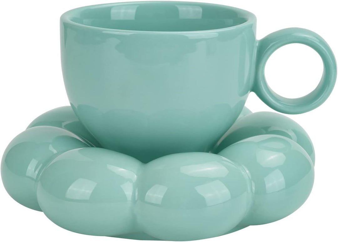 Koythin Keramik-Kaffeetasse, kreative niedliche Tasse mit Sonnenblumen-Untersetzer für Büro und Zuha