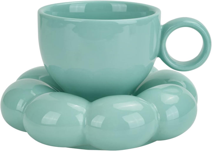 Koythin Keramik-Kaffeetasse, kreative niedliche Tasse mit Sonnenblumen-Untersetzer für Büro und Zuha