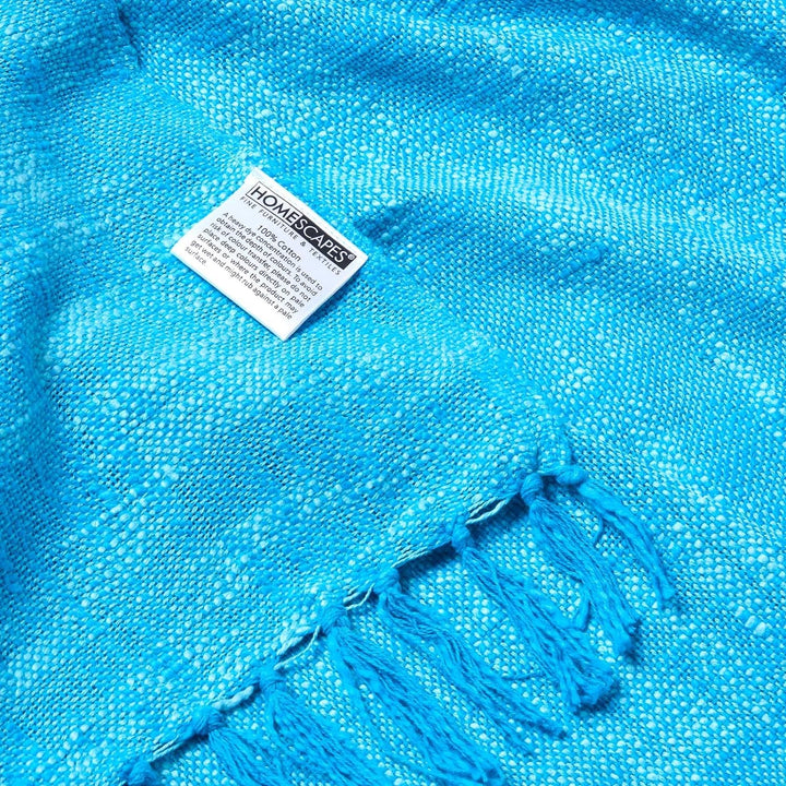 Homescapes extra grosse Tagesdecke Nirvana, blau, Wohndecke/Sofaüberwurf aus 100% Baumwolle, 225 x 3