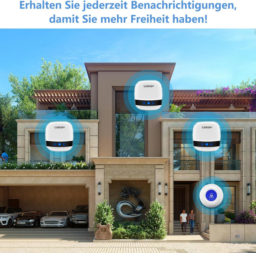 LIOTOIN Notrufknopf für Senioren Notruf Alarm Knopf Kabellose Hausnotruf Senioren SOS Alarmanlage Se