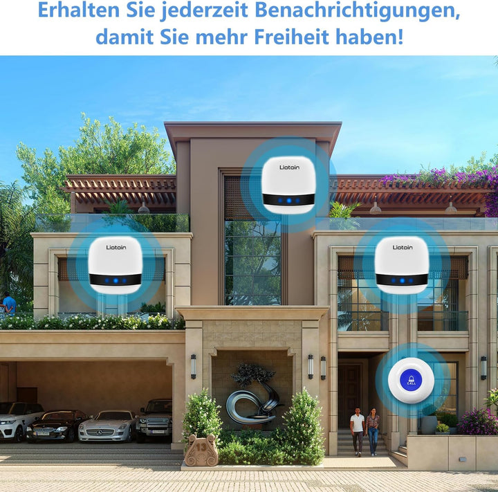 LIOTOIN Notrufknopf für Senioren Notruf Alarm Knopf Kabellose Hausnotruf Senioren SOS Alarmanlage Se