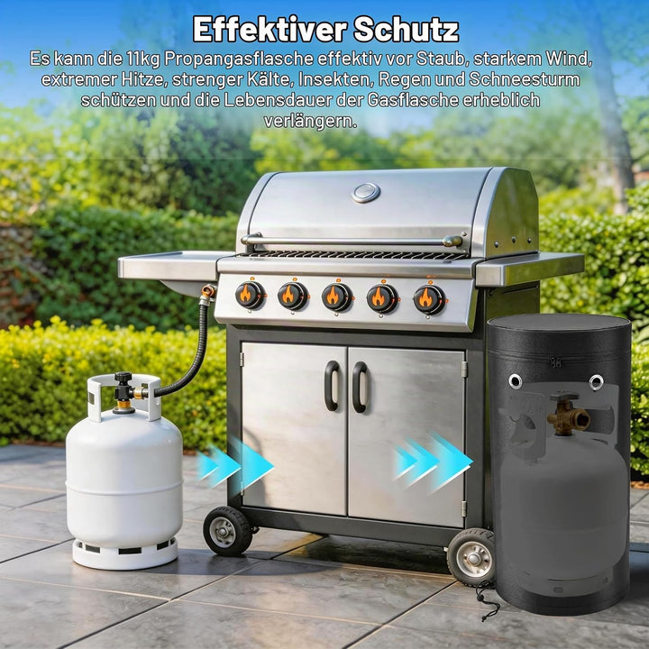Abdeckhaube für Gasflasche, Wasserdichte 5 kg/11 kg Gasflaschenhülle Φ25x52cm, Φ25x52cm