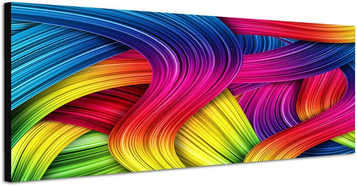 Paul Sinus Art Panoramabild auf Leinwand und Keilrahmen 120x40cm Formen Farben abstrakt Regenbogenfa