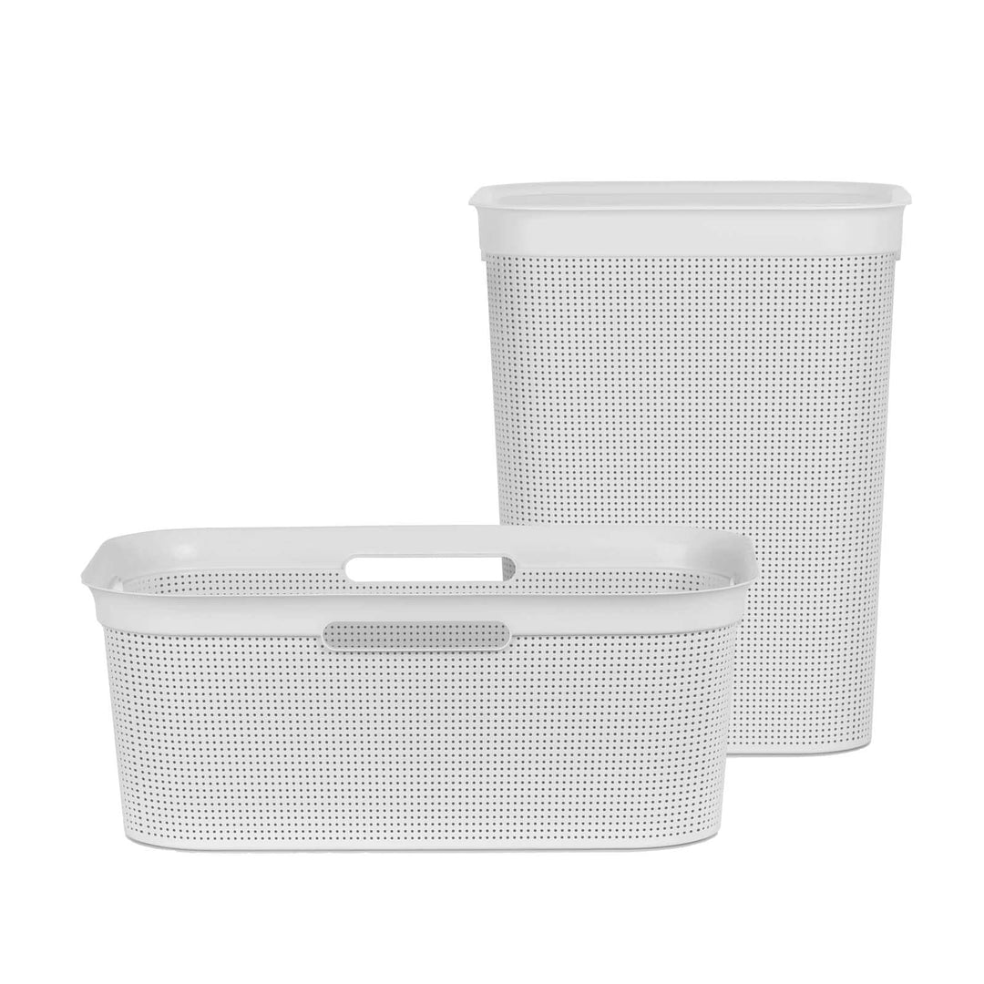 Rotho Brisen Wäscheset 2tlg. 50l, 41l, Kunststoff (PP) BPA-frei, weiss, 50l, 41l, Weiss