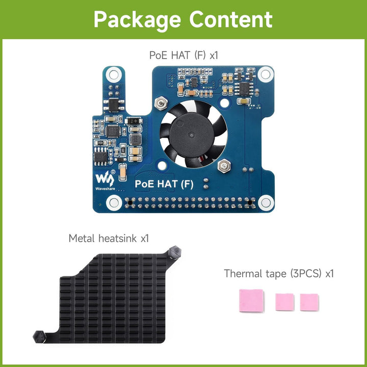 Waveshare PoE Power Over Ethernet HAT (F) Compatibele with Raspberry Pi 5 / cm 5, High Power, Onboar