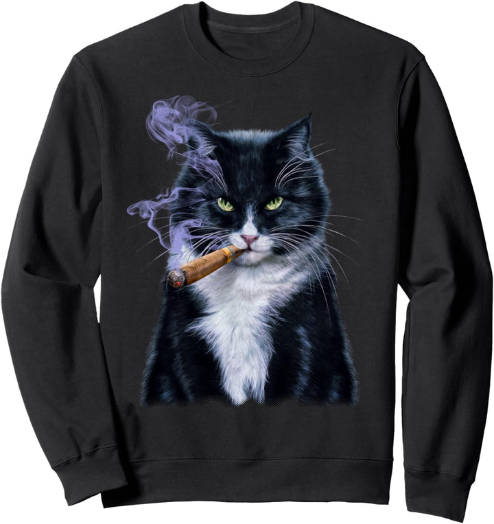 Bicolor Katze mit Zigarre Sweatshirt