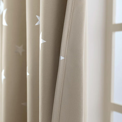 GIRASOLE HOME® Paar Verdunkelungsvorhänge weich gemustert, Sterne, weich, für Innenräume mit Tasche