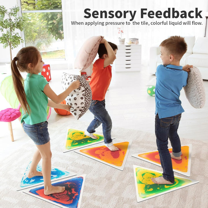 Art3d 4 Stück Flüssige Bodenfliesen Bunte Flüssigkeitsfusion sensorische Fliesen Senroy Tanzspielmat