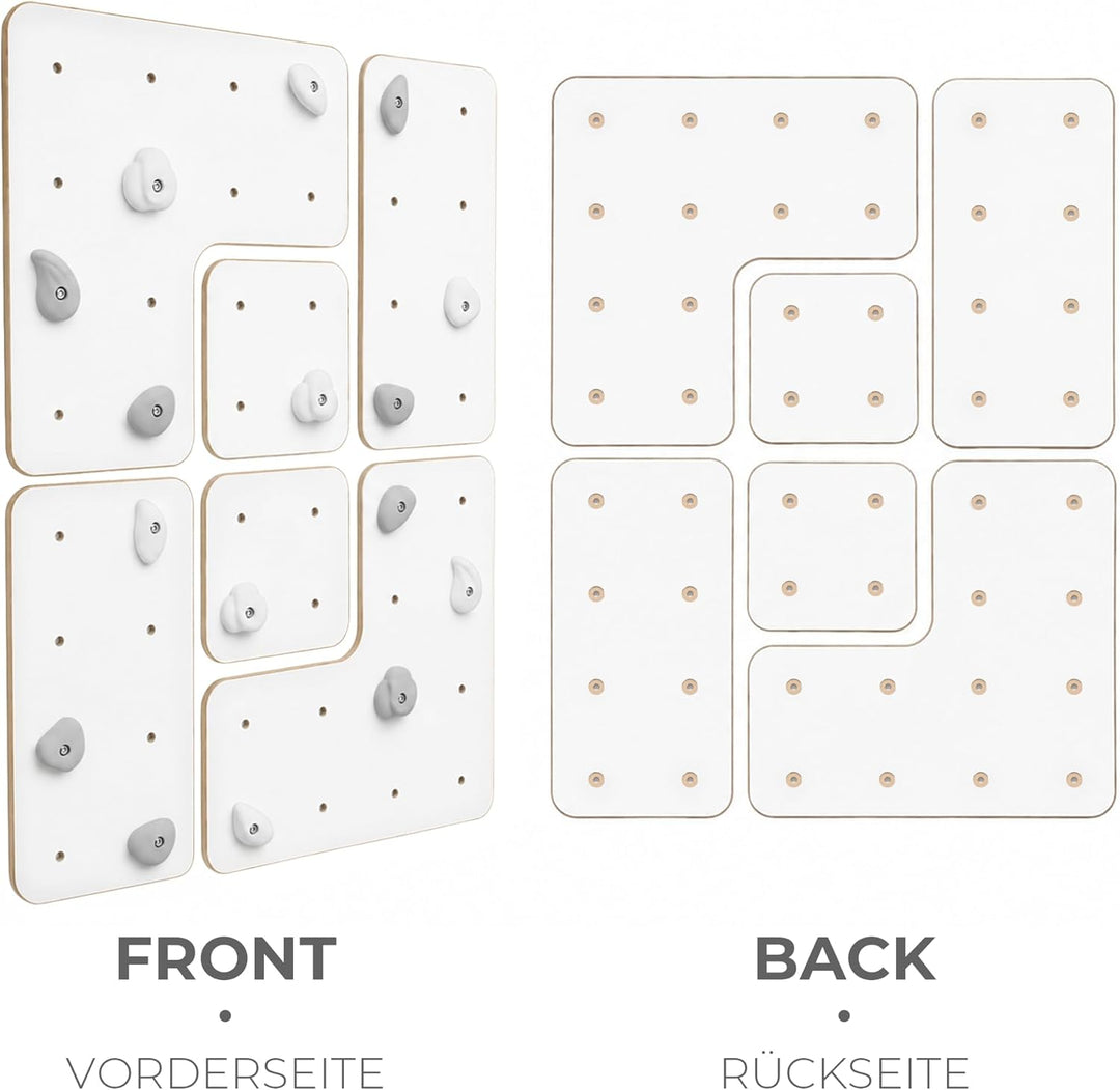 MAMOI® Indoor-Kletterwand mit Griffen, Moderne Kletterwand für das Zimmer, weisse Holzwerkstoffplatt