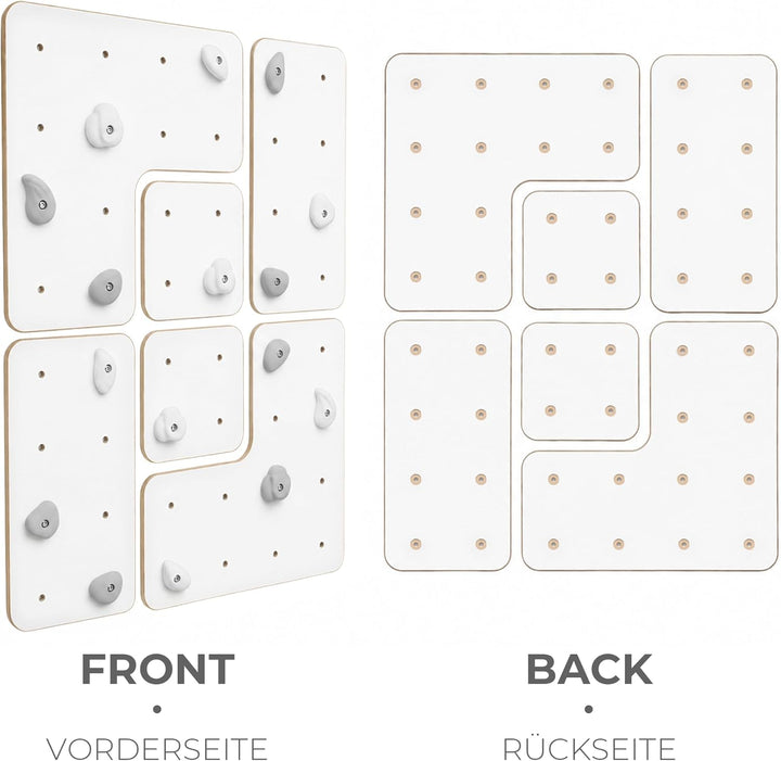 MAMOI® Indoor-Kletterwand mit Griffen, Moderne Kletterwand für das Zimmer, weisse Holzwerkstoffplatt