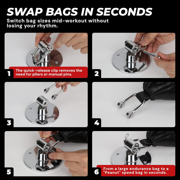 Speed Bag Swivels - Stainless Steel Speedbag Swivel - Boxing Swivel with 360° Ball Bearing - Complet