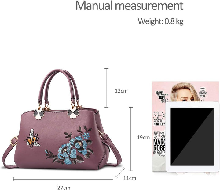 NICOLE&amp;DORIS Handtaschen Damen Mode Schultertasche Geldbörse Retro Umhängetasche Frau Tote Stickerei