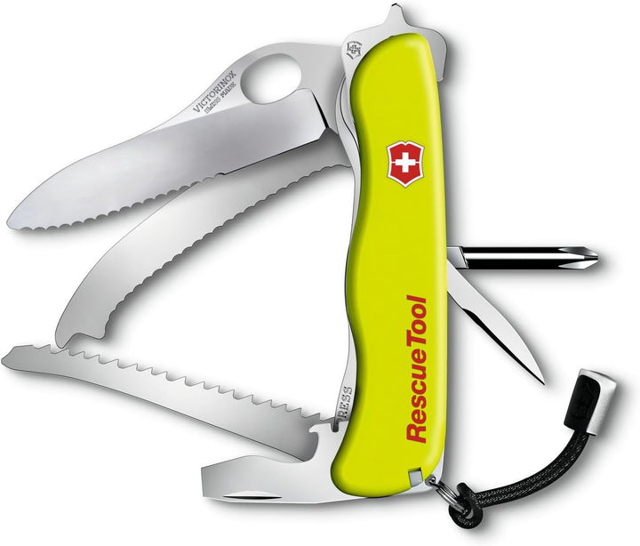 Victorinox Schweizer Taschenmesser Rescue Tool, Swiss Army Knife, 14 Funktionen, Frontscheibensäge,