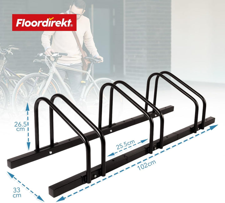 Floordirekt Fahrradständer für 3 Fahrräder mit Reifenbreiten bis 55 mm Eisen Fahrradhalter Aufstells