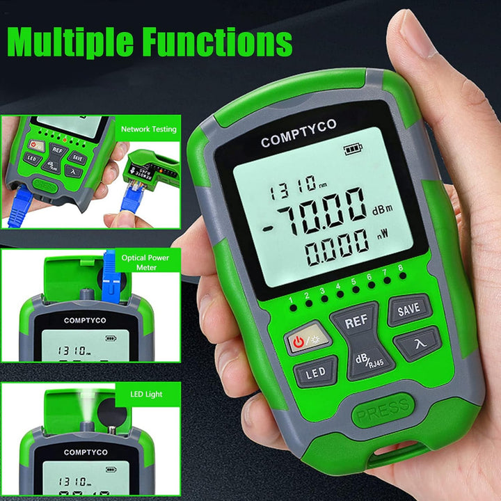 LWL-Leistungsmesser, -70~+10 DBm LWL-Lichtmesser, Tragbarer 4-in-1-LWL-Kabeltester mit Rotlichtquell