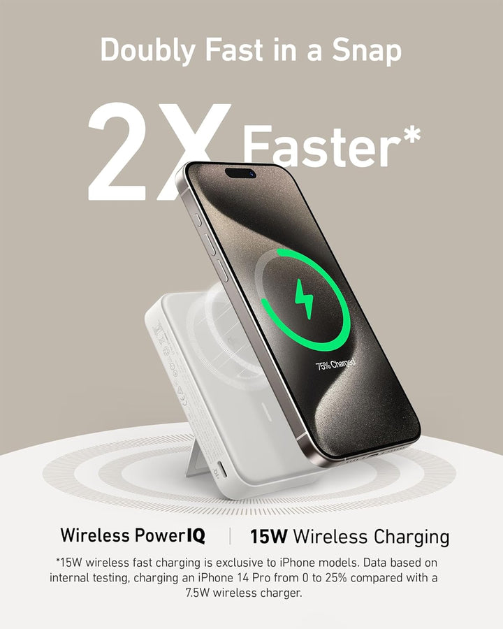 Anker MagGo Powerbank, Qi2-zertifiziert 15W MagSafe-kompatibles Ladegerät, 10.000mAh, Display & klap