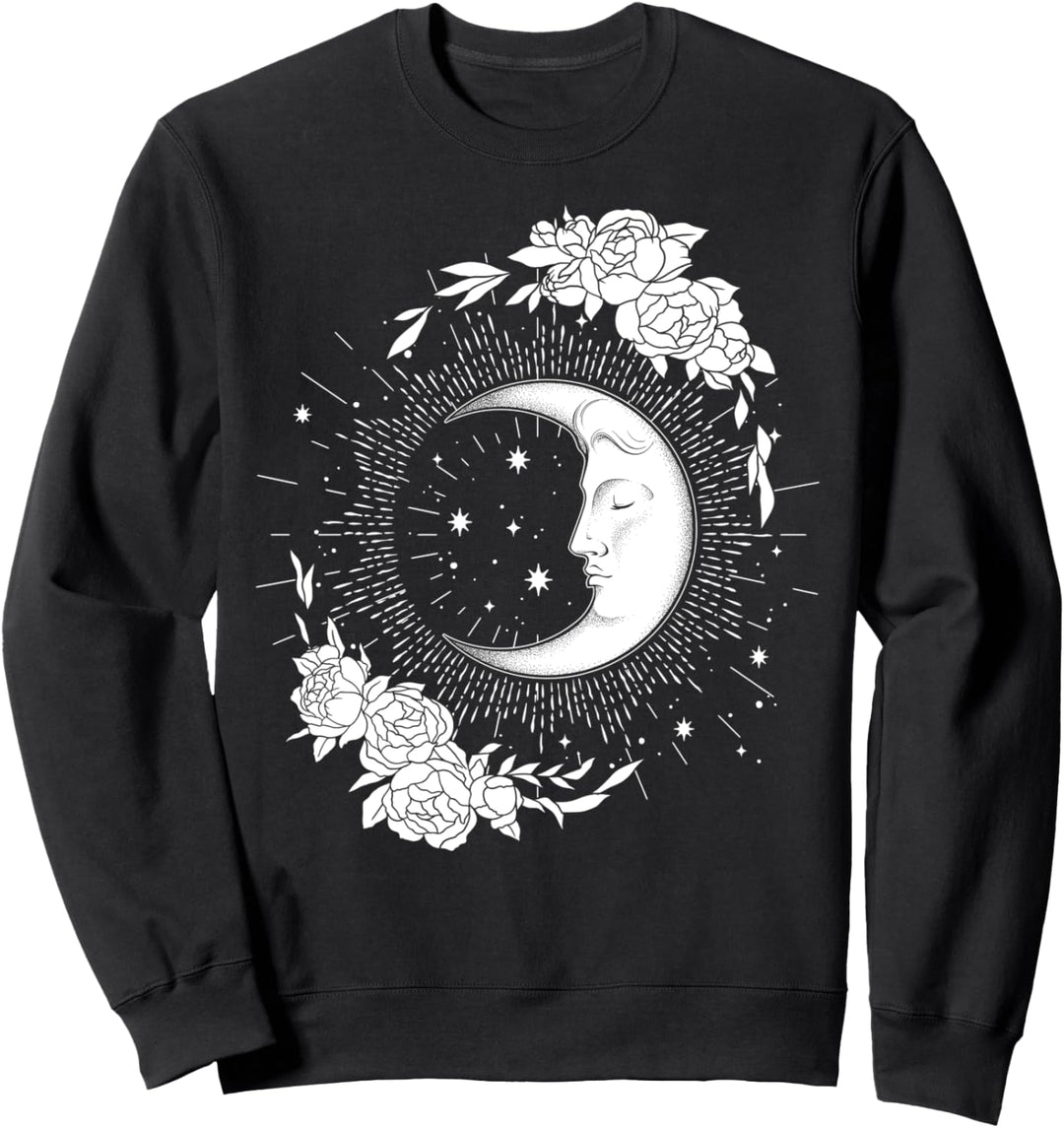 Trendy Moon And Flowers Sweatshirt