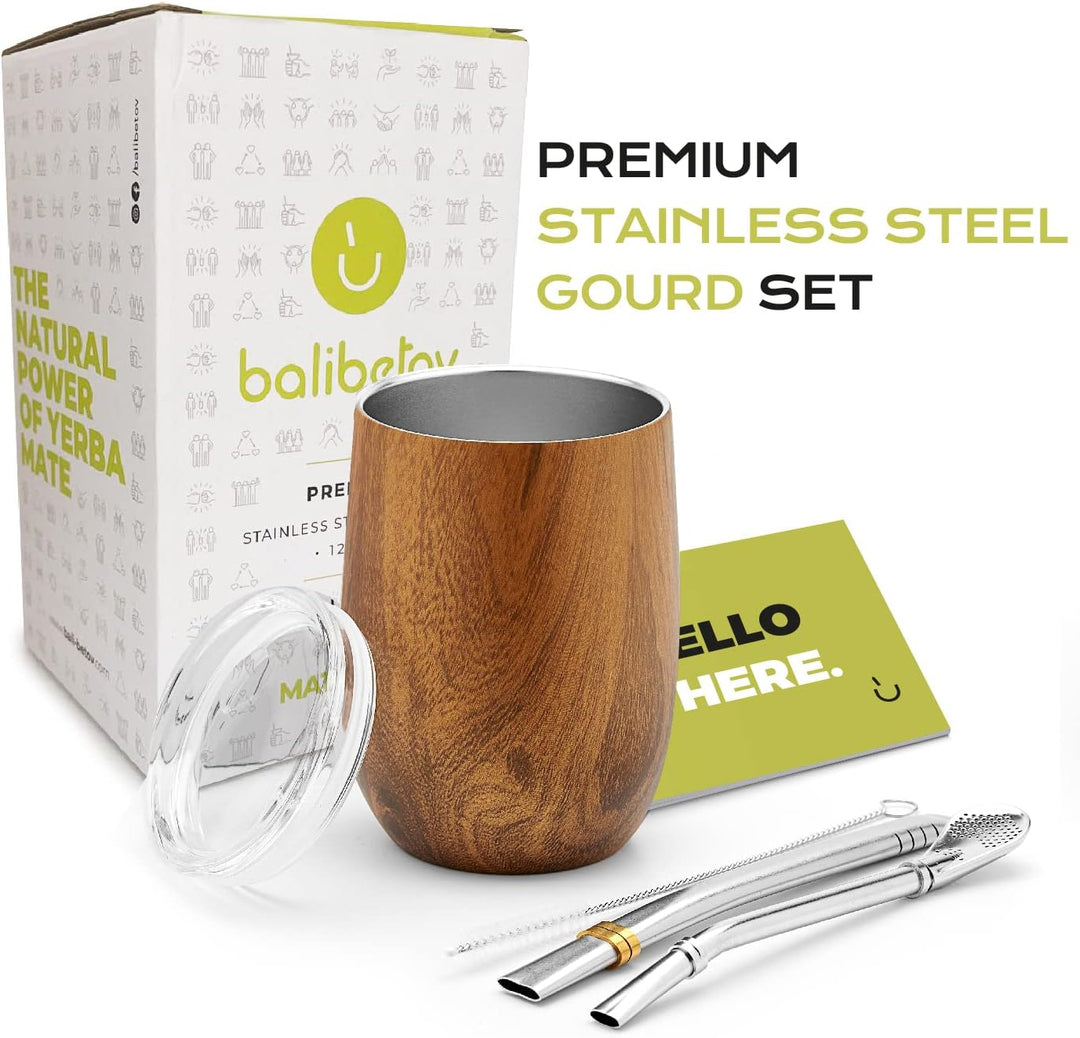 balibetov - Neu - Modernes Yerba Mate Gourd Set (Mate Tasse) - Doppelwandiger 18/8 Edelstahl Enthält