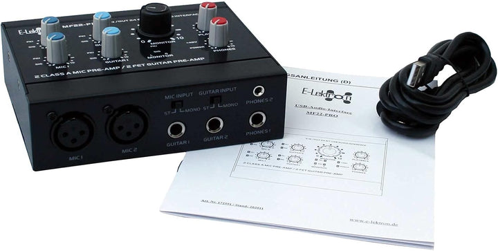 E-Lektron streaming Audio-Mixer Mischpult inkl. 24 Bit/96kHz USB Audio-Interface Soundkarte (MF22-PR