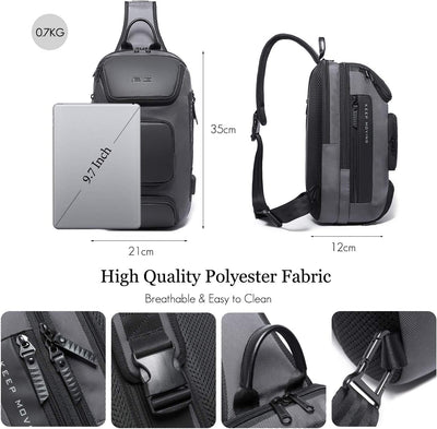 FANDARE Brusttasche Sling Rucksack Business Sling Chest Bag für Herren Schultertasche Grosse Kapazit