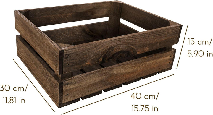 Creative Deco 3 x Holzkiste Wenge | Weinkisten Set Obstkiste Holz | 40 x 30 x 15 cm | Geschliffen |