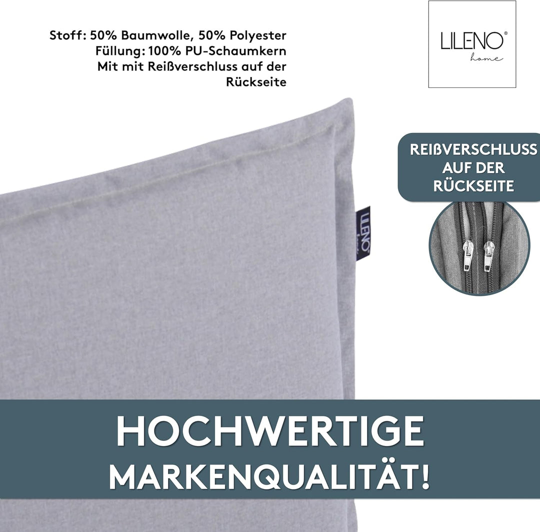 LILENO HOME Gartenstuhl Auflagen als [2er Set - Hochlehner] in Silber - Bequeme Liegen als Sitzaufla
