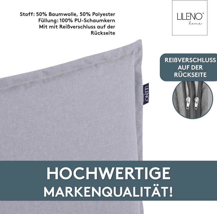 LILENO HOME Gartenstuhl Auflagen als [2er Set - Hochlehner] in Silber - Bequeme Liegen als Sitzaufla