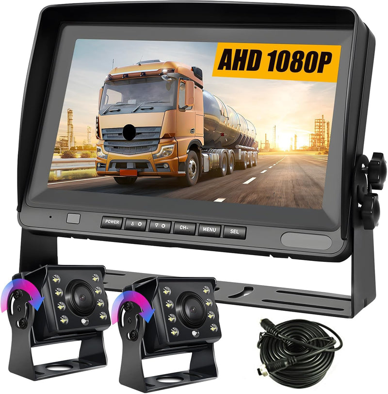 Podofo Kabelgebundenes 1080P Rückfahrkamera Kit mit 8 Zoll IPS Monitor 12V-24V & IP69 wasserdichte B