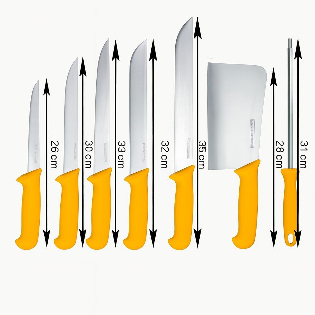 Profi Fleischermesser Set aus Edelstahl - Scharfes Metzgermesser Set bestehend aus 2x Fleischermesse