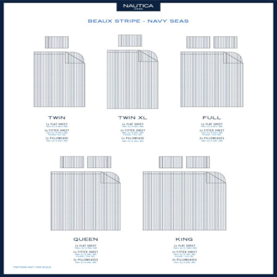 Nautica - Komplettes Bettwäsche-Set, Baumwollperkal, knackig und kühl, leicht und atmungsaktiv (Beau