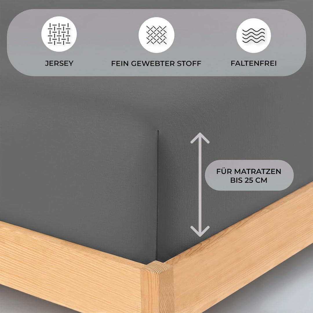 Buymax® Spannbettlaken 100x200cm Doppelpack 100% Baumwolle Spannbetttuch Bettlaken Jersey, Matratzen