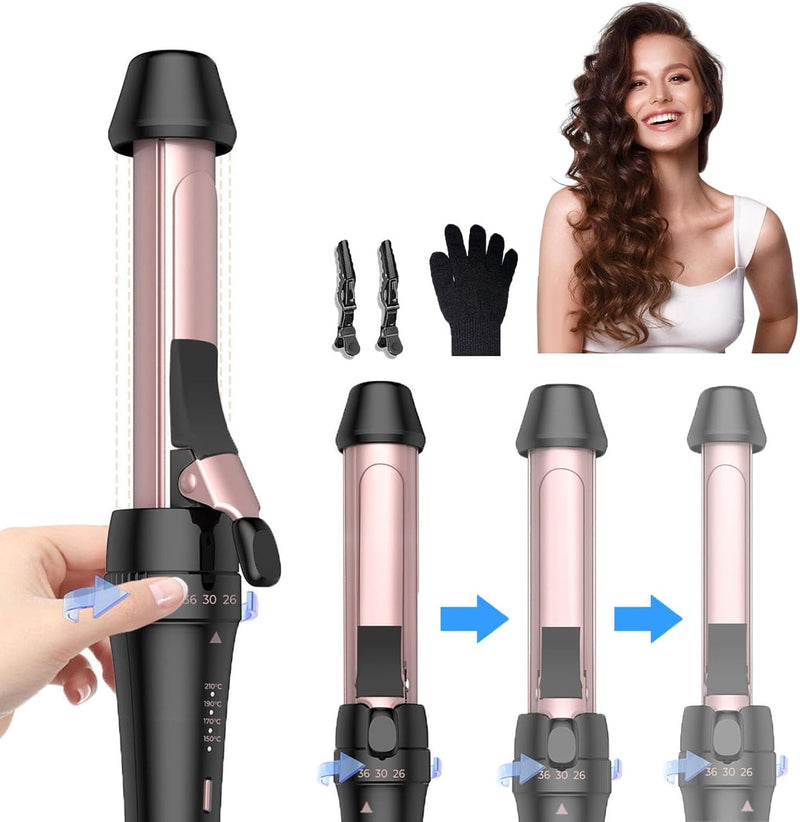 Lockenstab Grosse Locken,3 in 1 Lockenstab 26mm/30mm/36mm, Lockenstab für Kurze Haare und Lange Haar