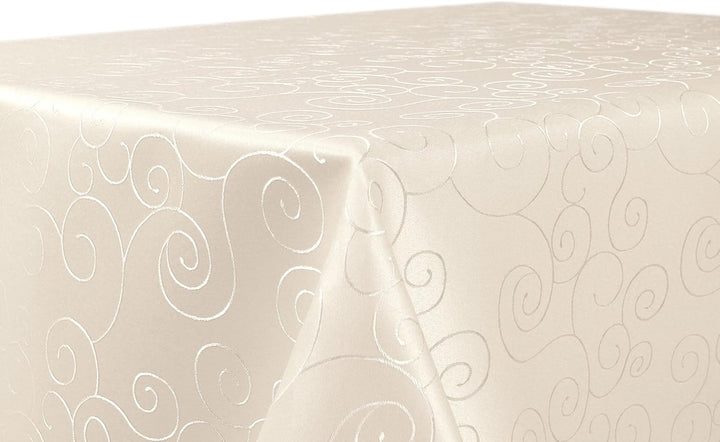 BEAUTEX Tischdecke Damast Ornamente - Bügelfreies Tischtuch - Fleckabweisende, Pflegeleichte Tischwä