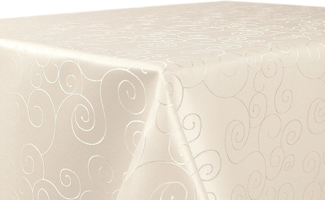 BEAUTEX Tischdecke Damast Ornamente - Bügelfreies Tischtuch - Fleckabweisende, Pflegeleichte Tischwä