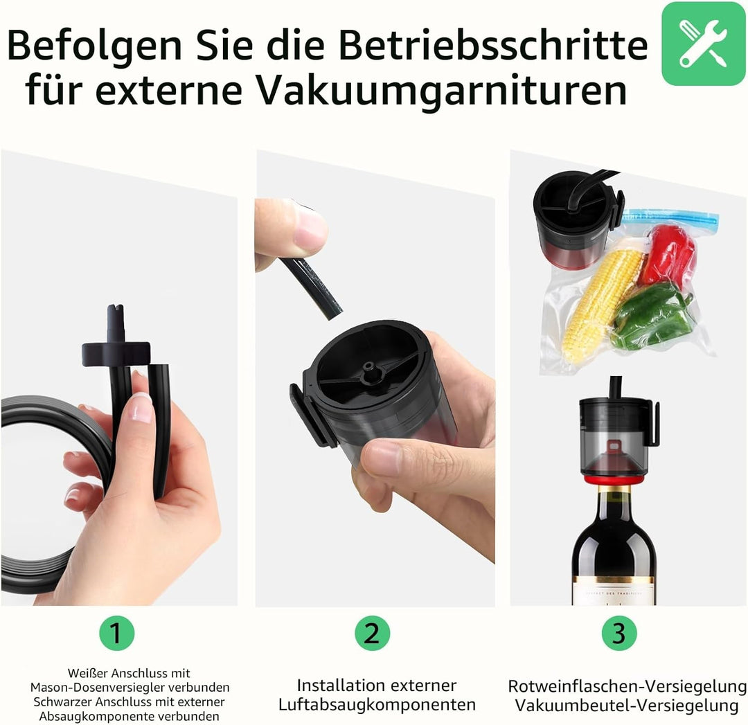 Elektrisches Einmachglas-Vakuumierer-Set, 4-in-1 Mason Vakuumierer für Einmachgläser mit breiter und
