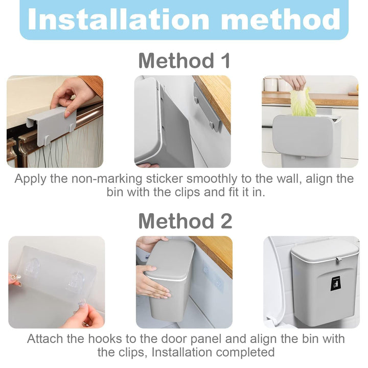 Komposteimer für Küche, 9L Hängender Mülleimer mit Deckel, Küchenabfalleimer, Mülleimer für Küche un