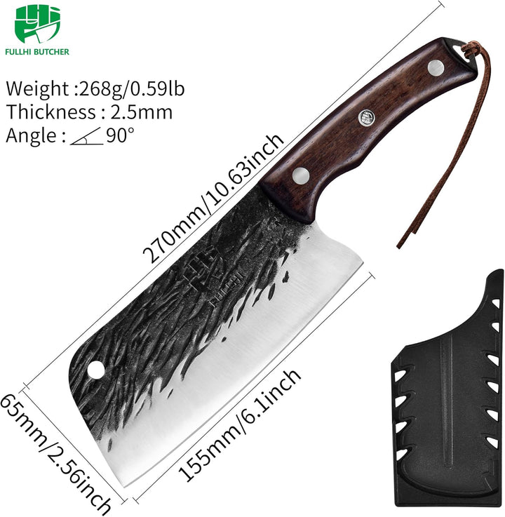 FULLHI Metzgermesser, Küchenmesser mit hohem Kohlenstoffstahl, Gemüsebeil, chinesisches Kochmesser,