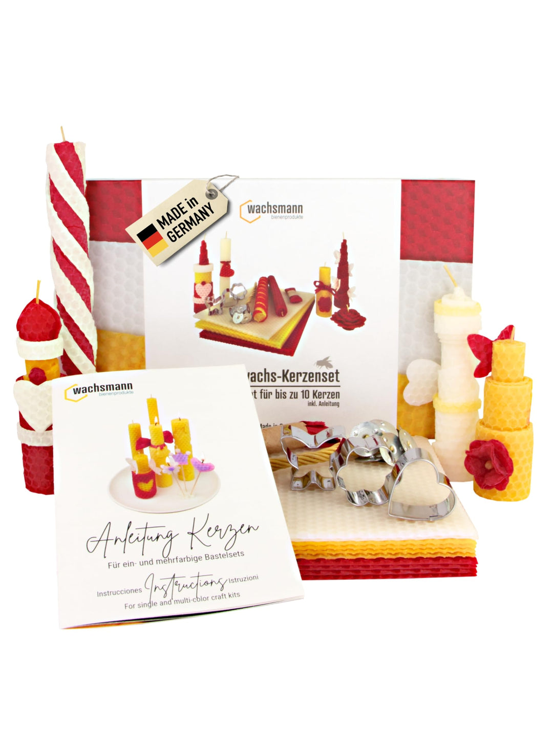 Bienenwachs Kerzen selber machen Set für 10 Bienenwachskerzen, DIY Bastelset bunt für Kinder & Erwac