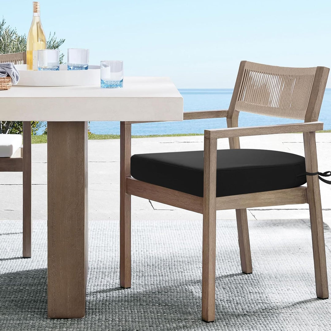 Sitzkissen Outdoor 45x45, 2er Set Wasserdicht mit Bändern | Wasserdichtes Stuhlkissen für Gartenmöbe