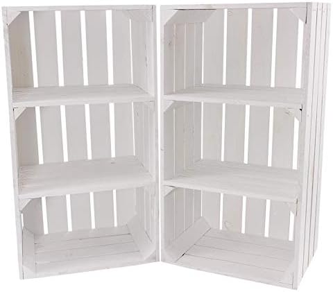 6er Set Weisse Regalkiste mit 2 Mittelbrettern 68cm x 40cm x 31cm Apfelkiste Obstkiste Weinkiste Hol