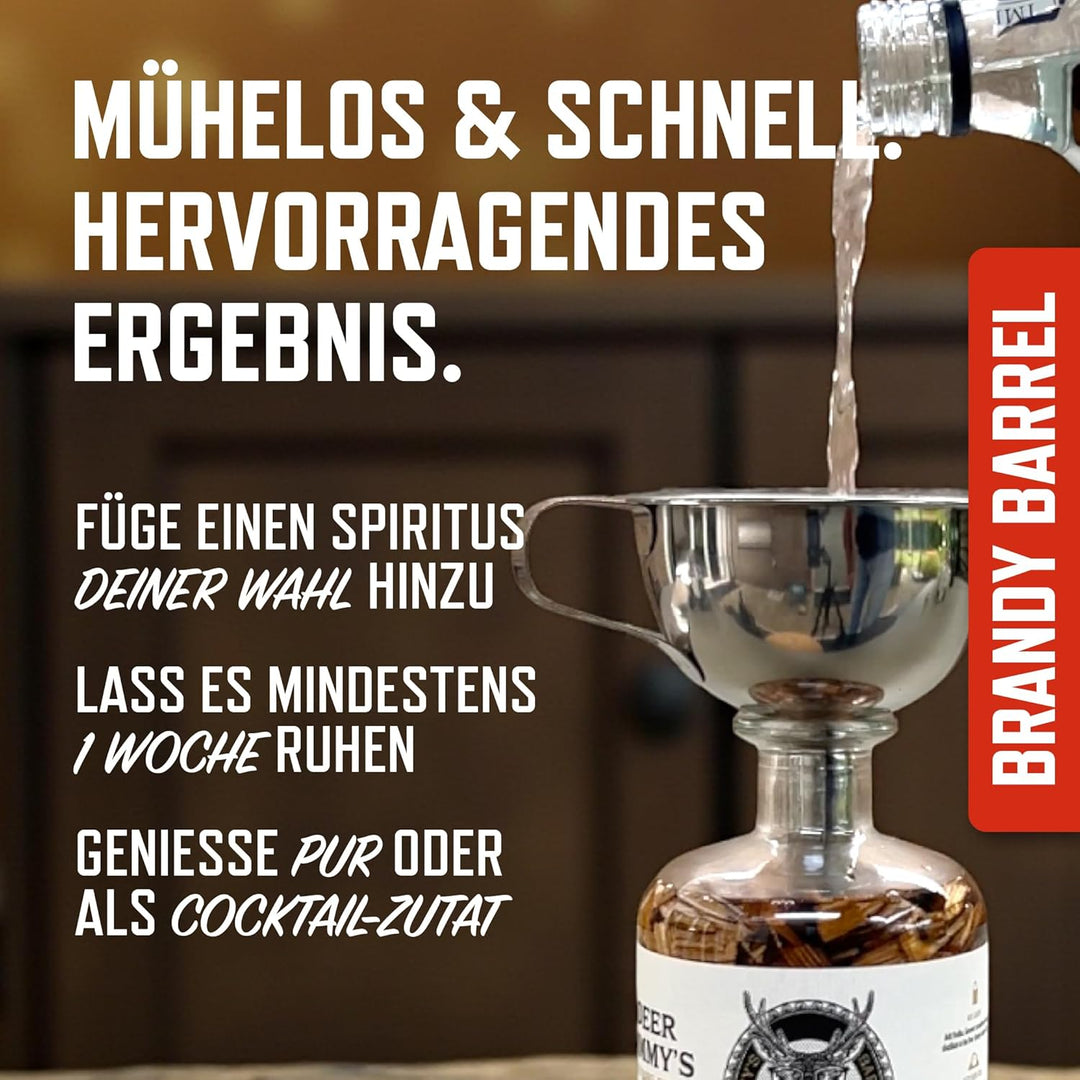 Deer Jimmy's® DIY Brandy Geschenkset – Brandy selbst Machen mit französischem Premium-Eichenholz aus