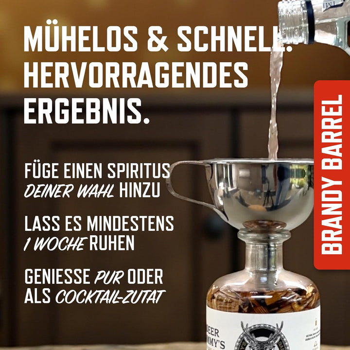 Deer Jimmy's® DIY Brandy Geschenkset – Brandy selbst Machen mit französischem Premium-Eichenholz aus