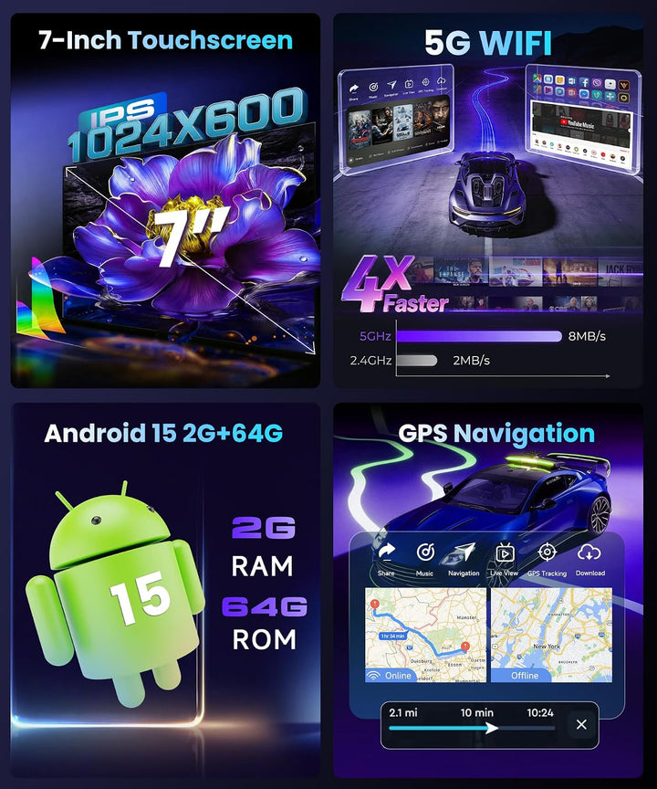 2GB RAM + 64GB Carplay Autoradio für Peugeot 206 für Citroen C2, Motorsi Android Auto 7“ Touchscreen