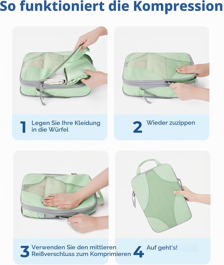 BAGSMART Packing Cubes Compression 6 Stück, Rucksack Koffer Organizer Packtaschen, Reise Kompression