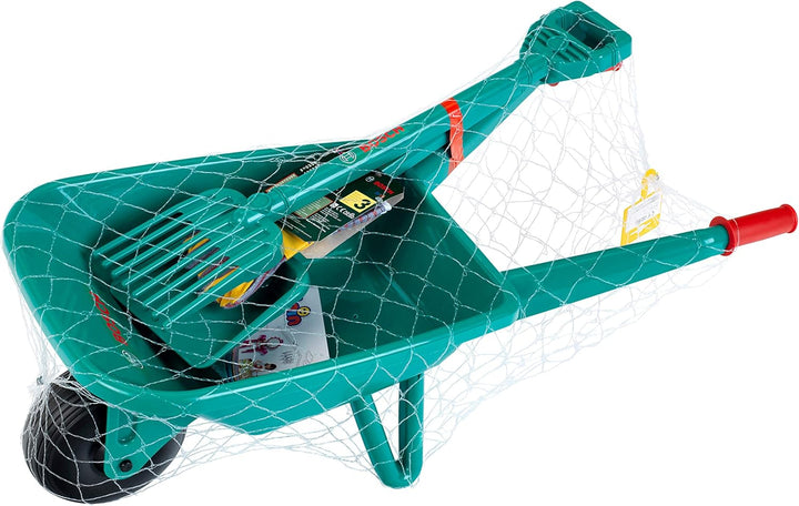 Theo Klein 2660 Bosch Gartenset mit Schubkarre | Mit Schaufel, Rechen und Arbeitshandschuhen | Masse