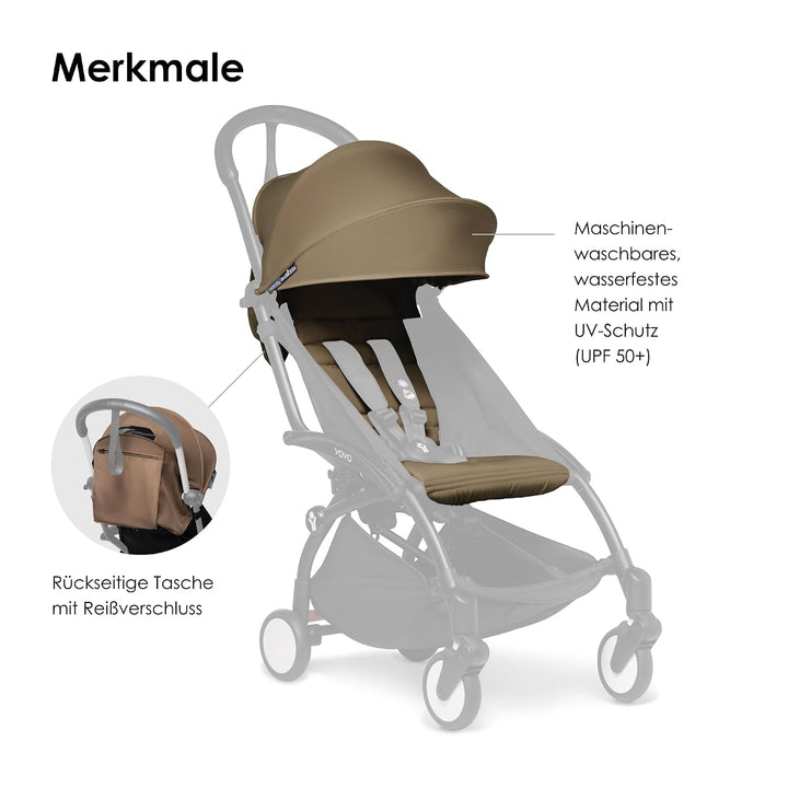 BABYZEN YOYO 6+ Textilset, Toffee - Nur Textilset: Sitzpolster, farbgleichen Verdecken und Reissvers