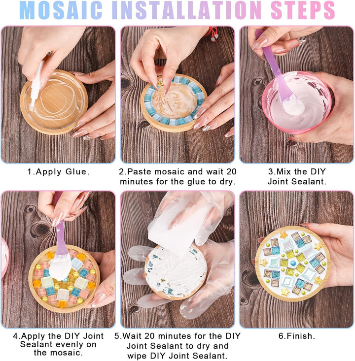 4 Stück Mosaik Untersetzer Bastelset, Mosaik Bastelset Erwachsene, Bambus Untersetzer, Basteln & DIY
