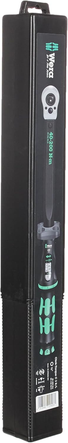 Wera 05075626001 Click-Torque C 3 Push R/L, einstellbarer Drehmomentschlüssel, 1/2", 40 - 200 Nm Sin